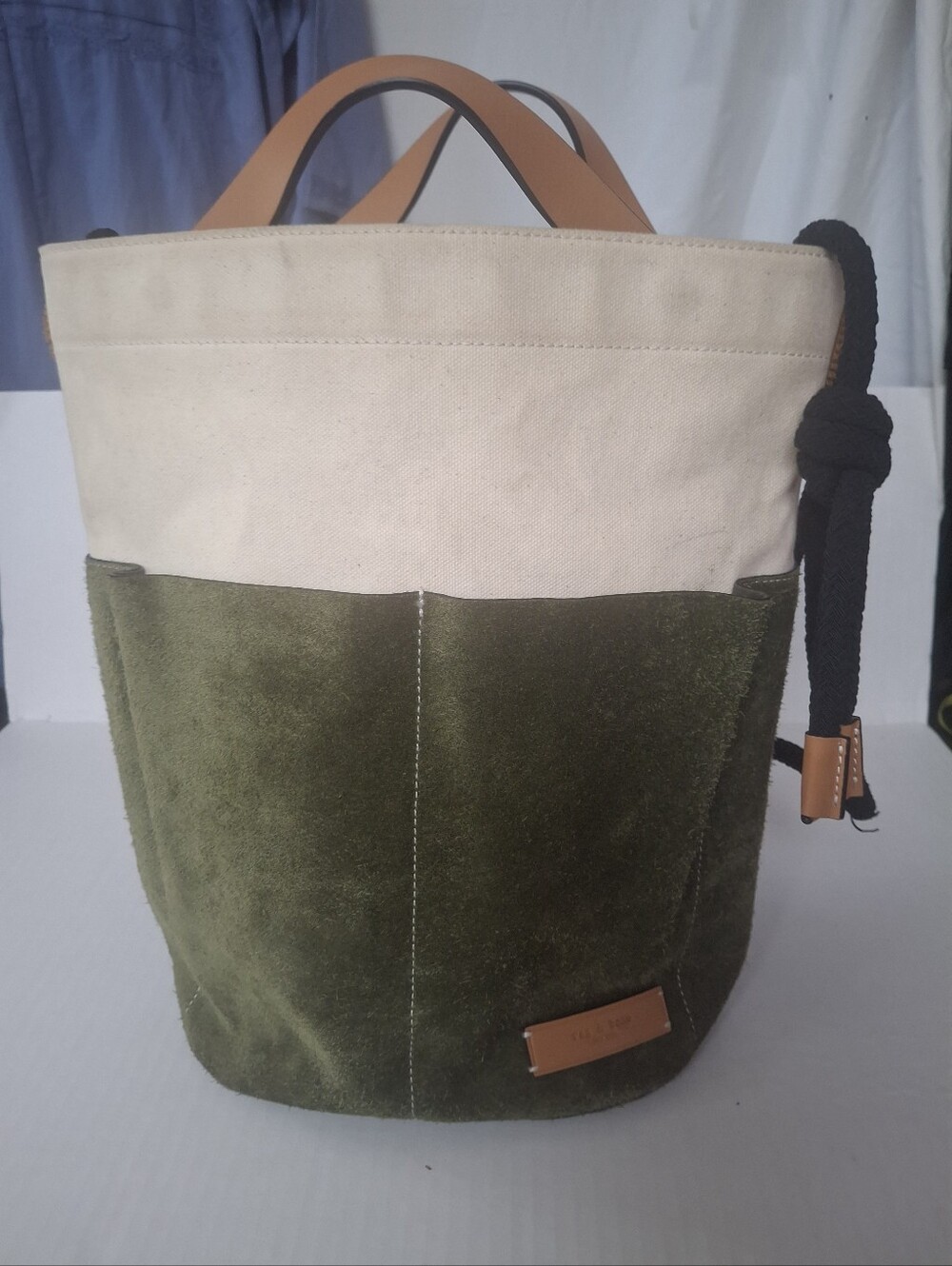 rag & bone Tool Tote Canvas and Suede Olive Multi Shoulder Bag